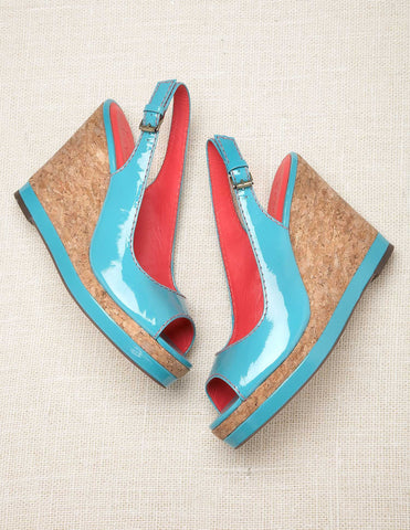 Patent Slingback Wedges